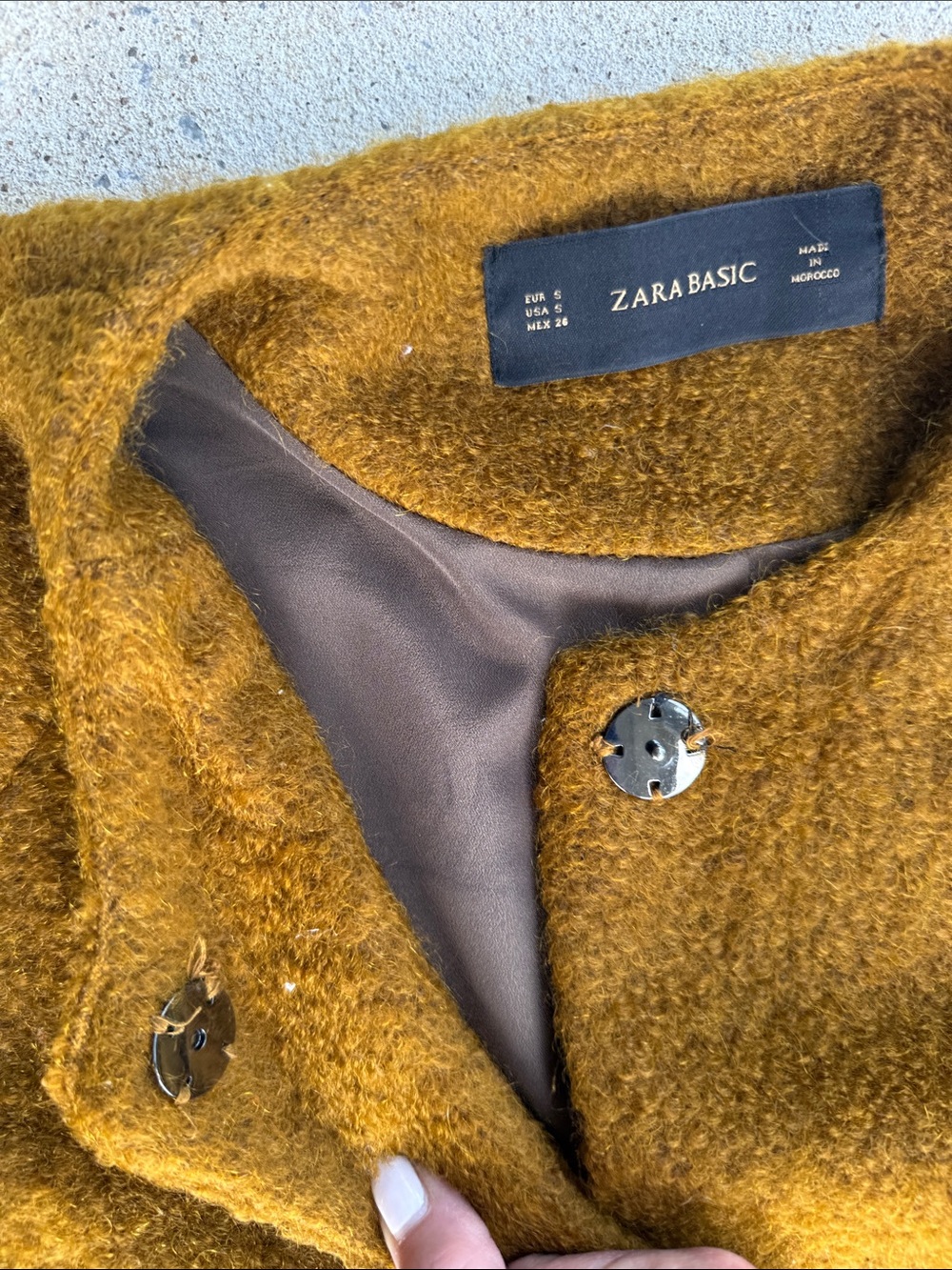 Zara Collarless Mohair Teddy Coat Size Small - Picture 8 of 12